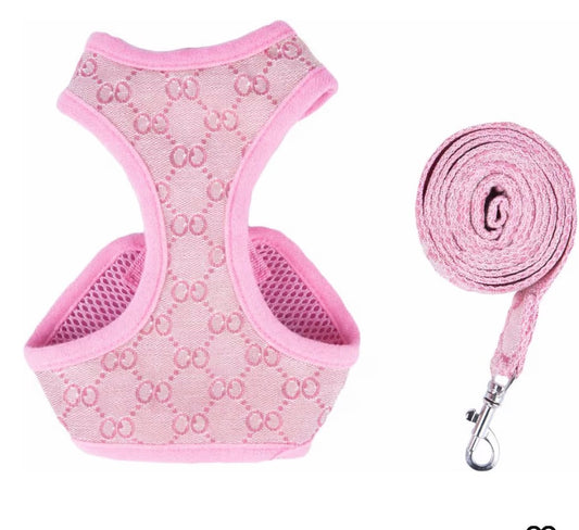 grrruci harness and leash set pink