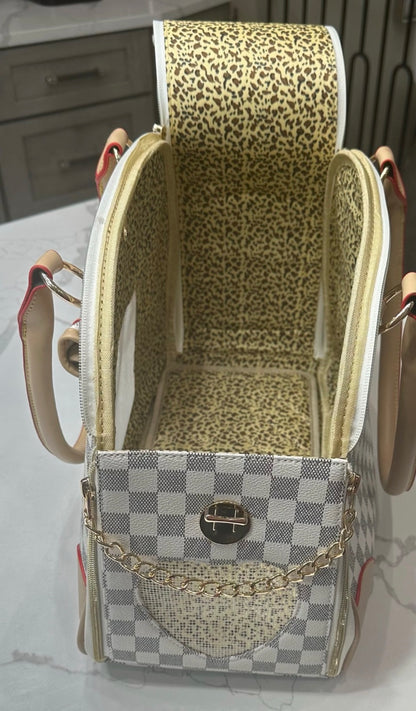 Chewy vuiton dog carrier white