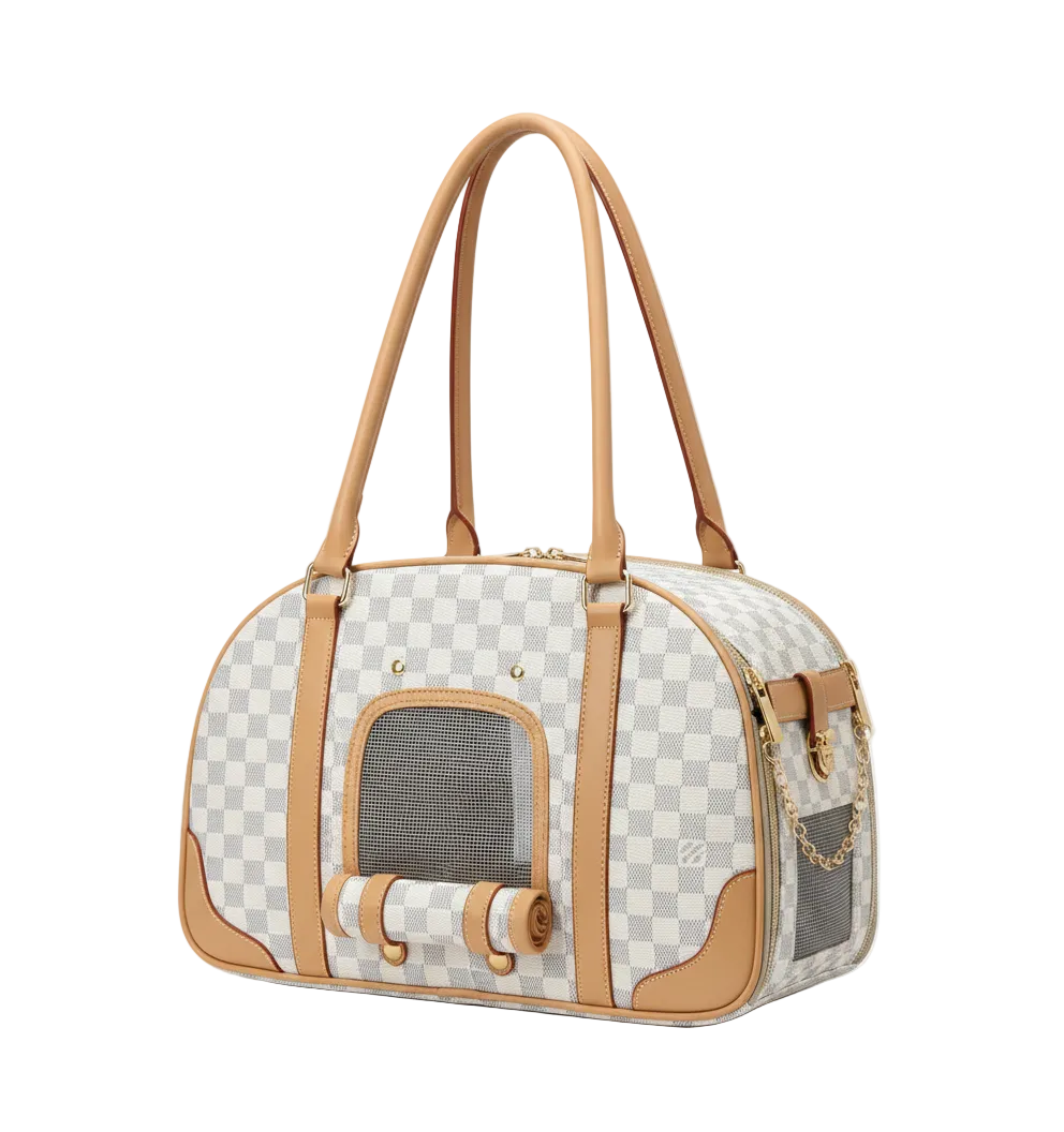 designer dog carrier white