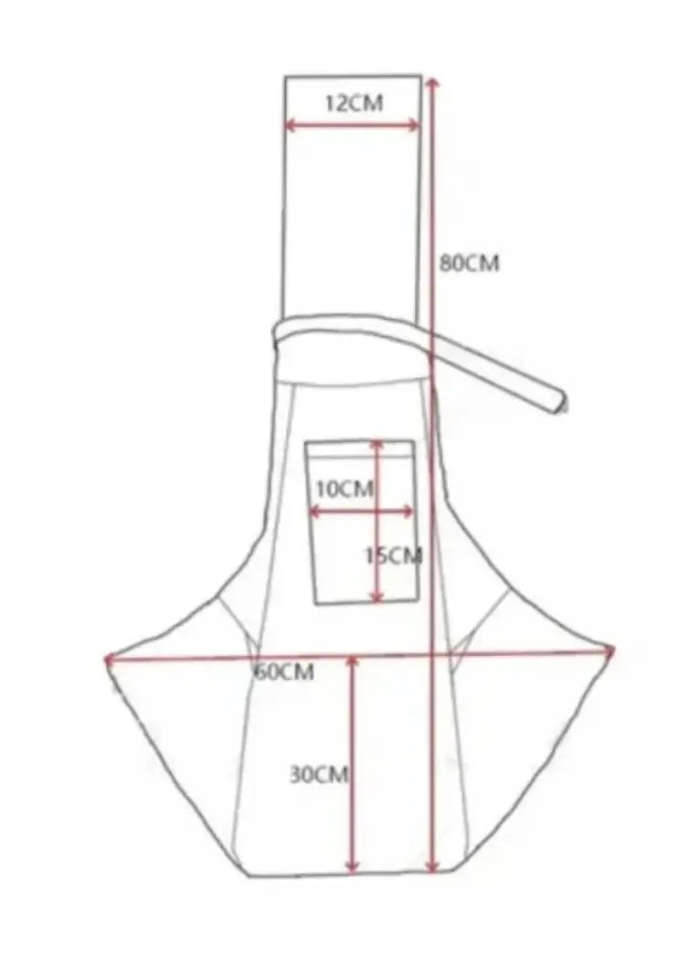 Measurement chart of a product with dimensions in centimeters on a white background