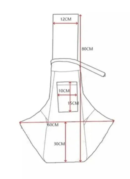 Measurement chart of a product with dimensions in centimeters on a white background